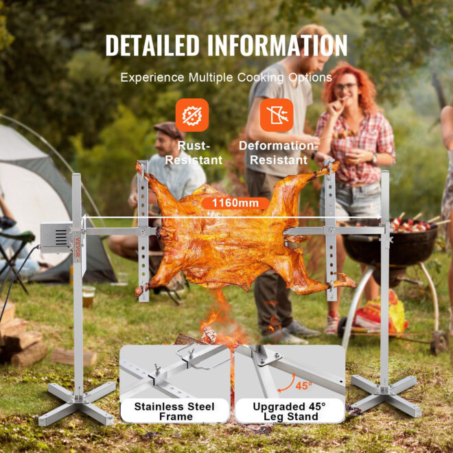 VEVOR 46" Electric BBQ Rotisserie Grill Kit Stainless Steel Grill 132lb Pig Lamb - Image 5