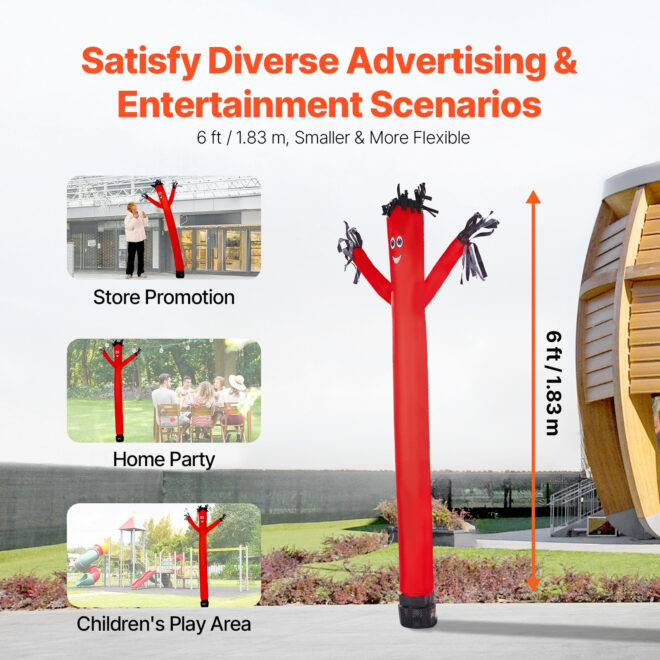 6 ft Air Dancers Wacky Waving Inflatable Tube Man with 1/15 HP Blower Fan - Image 2