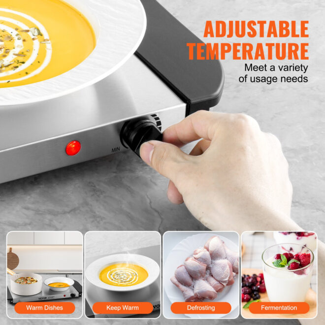 VEVOR Electric Warming Tray Buffet Food Warming w/ Temp Control Stainless Steel - Image 3