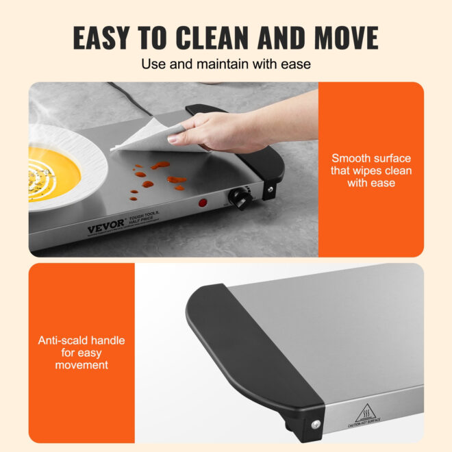 VEVOR Electric Warming Tray Buffet Food Warming w/ Temp Control Stainless Steel - Image 5