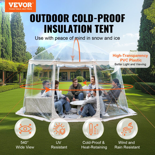VEVOR Sports Tent Instant Pop-Up Tent Shelter Weather Proof 8-10 People Clear - Image 2