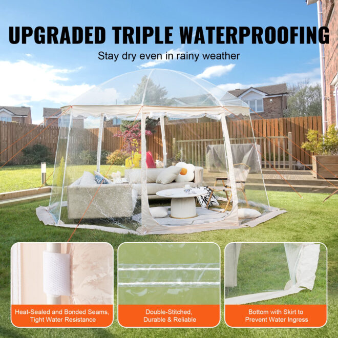 VEVOR Sports Tent Instant Pop-Up Tent Shelter Weather Proof 8-10 People Clear - Image 3