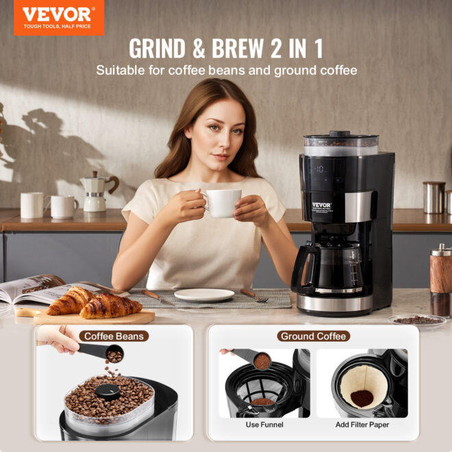VEVOR 10-Cup Coffee Maker Drip Coffee Machine with 3 Brew Strength Control - Image 2