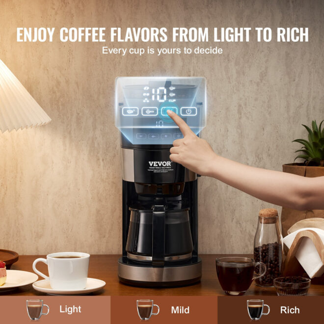 VEVOR 10-Cup Coffee Maker Drip Coffee Machine with 3 Brew Strength Control - Image 4