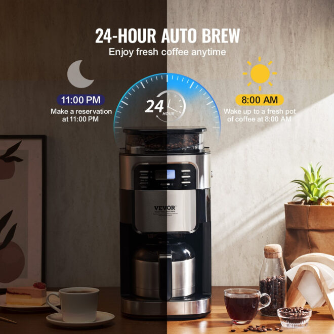VEVOR 8-Cup Coffee Maker Drip Coffee Machine with 24-Hour Timer for Auto Brew - Image 4