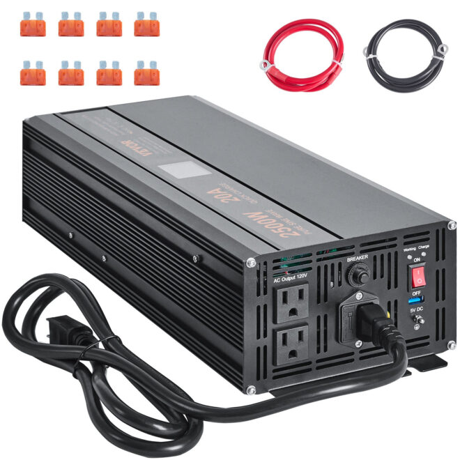 VEVOR 2500W Sump Pump Battery Backup System, LCD Display, Auto Switches to Battery Inverter Power for Continuous Sump Pump Operation, Sump Pump Battery Backup Inverter for Emergency and Power Outage - Image 9