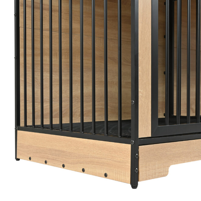 Dog Crate Furniture with Two Combined Room, XL Large Double Dog Cage Furniture with Tray for Medium Large Dogs, Wooden Dog Kennel Furniture - Image 12