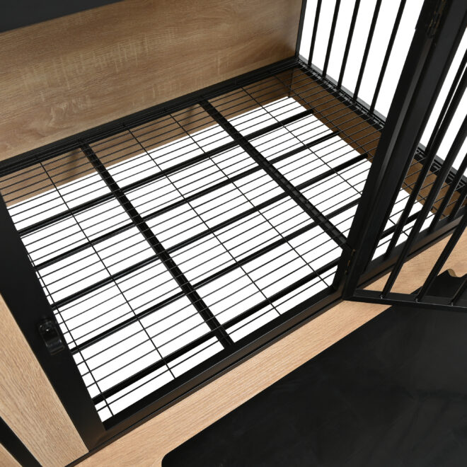 Dog Crate Furniture with Two Combined Room, XL Large Double Dog Cage Furniture with Tray for Medium Large Dogs, Wooden Dog Kennel Furniture - Image 16