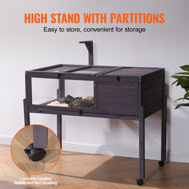 VEVOR Wooden Tortoise House Rolling Tortoise Habitat Indoor & Outdoor for Snakes - Image 5