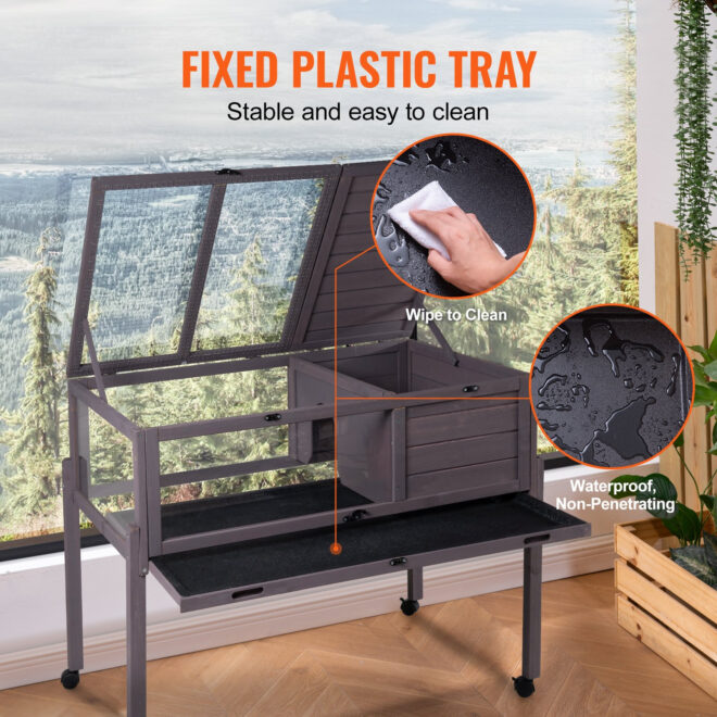 VEVOR Wooden Tortoise House Rolling Tortoise Habitat Indoor & Outdoor for Snakes - Image 6