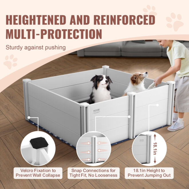 VEVOR Dog Whelping Box 48 x 48 x 18.1in PVC with Rails Pee Pad for Dogs Puppies - Image 4