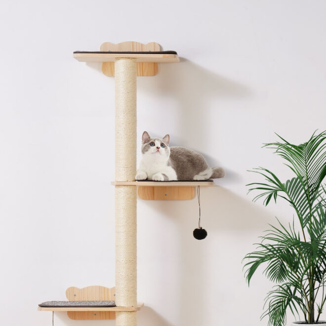 VEVOR Wall Mounted Cat Shelves Tree with Platform Tree-Shaped Cat Furniture Set - Image 8