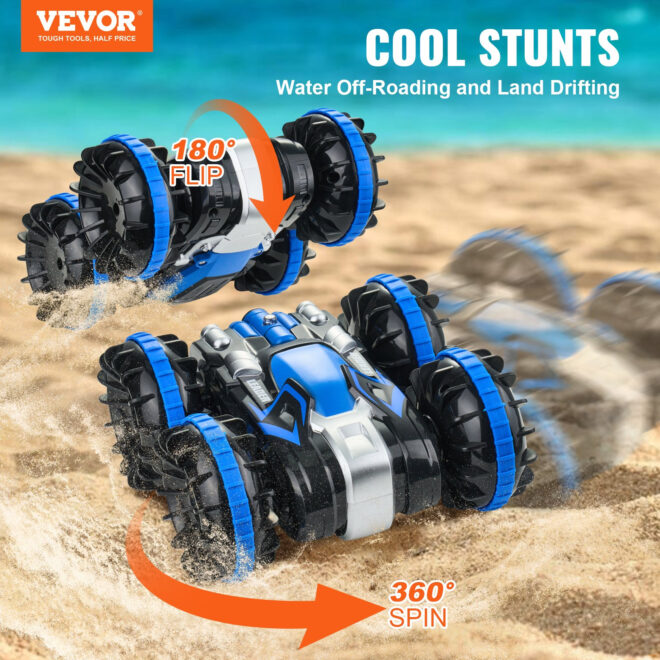 VEVOR Amphibious Remote Control Car Boat 2.4 GHz 4WD RC Boat Kids Adults Blue - Image 2