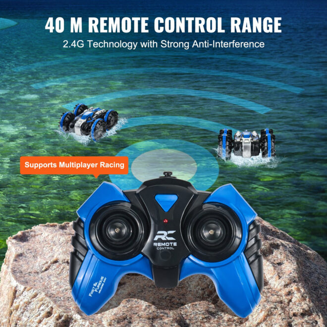 VEVOR Amphibious Remote Control Car Boat 2.4 GHz 4WD RC Boat Kids Adults Blue - Image 5