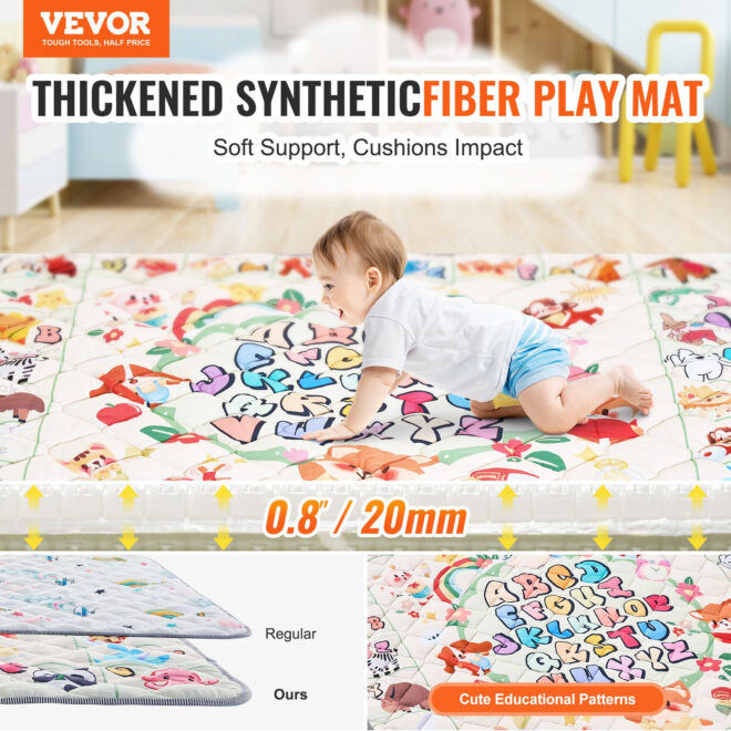 VEVOR 59"x71" Baby Play Mat Kids Crawling Floor Playmat Soft Thickened Mat - Image 2