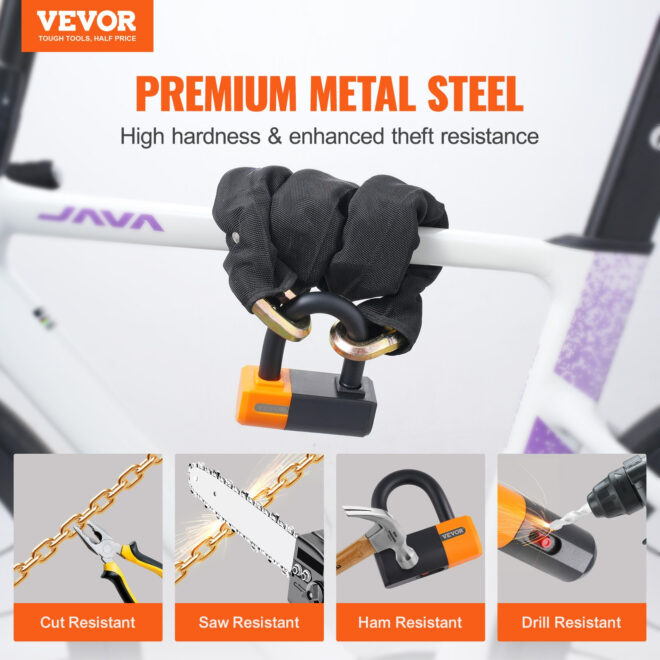 VEVOR Bike Chain Lock 3.28FT Heavy Duty Bike Lock Anti-Theft Bicycle Chain Lock 14mm Thicker Bicycle Lock Chain with 4 Keys for E-Bike, Motorcycle - Image 2