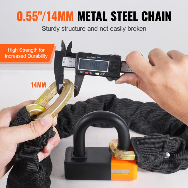 VEVOR Bike Chain Lock 3.28FT Heavy Duty Bike Lock Anti-Theft Bicycle Chain Lock 14mm Thicker Bicycle Lock Chain with 4 Keys for E-Bike, Motorcycle - Image 3