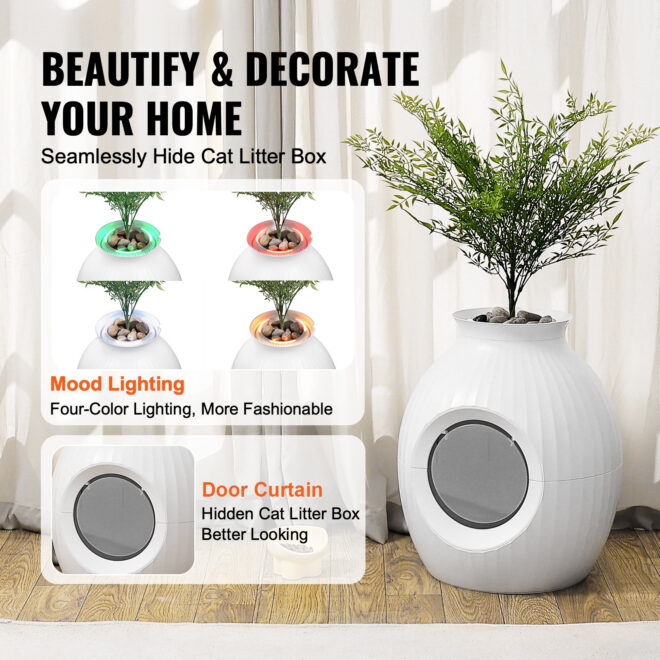 VEVOR Odor-Free Plant Cat Litter Box Hidden Cat Litter Box with Artificial Plant - Image 3