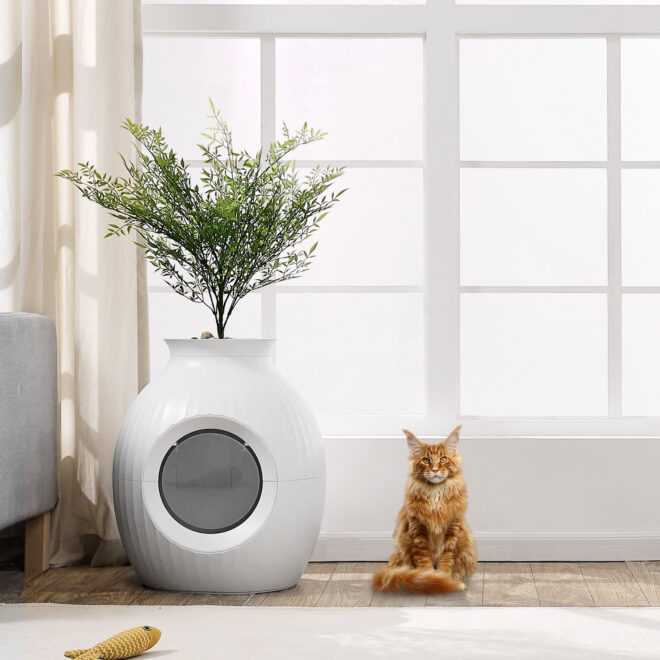 VEVOR Odor-Free Plant Cat Litter Box Hidden Cat Litter Box with Artificial Plant - Image 8