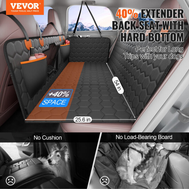 VEVOR 54 x 25.6 in Dog Car Seat Cover for Back Seat Waterproof 600D for Cars - Image 2