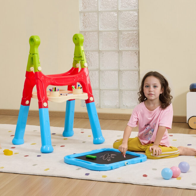 VEVOR 2-in-1 Kids Art Easel Double-Sided Magnetic Whiteboard Chalkboard Rotating - Image 8