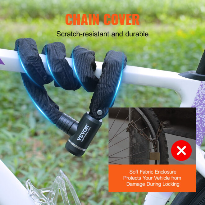 VEVOR Bike Chain Lock 3.94FT Heavy Duty Bike Lock Anti-Theft Bicycle Chain Lock 10mm Thicker Bicycle Lock Chain with 3 Keys for E-Bike, Motorcycle - Image 4