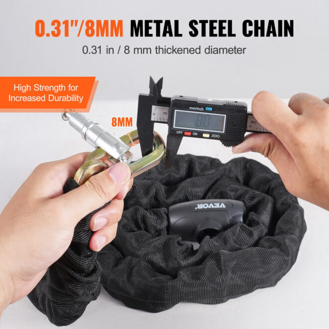 VEVOR Bike Chain Lock 47.24FT Heavy Duty Bike Lock Anti-Theft Bicycle Chain Lock 8mm Thicker Bicycle Lock Chain with 4 Keys for E-Bike, Motorcycle - Image 3