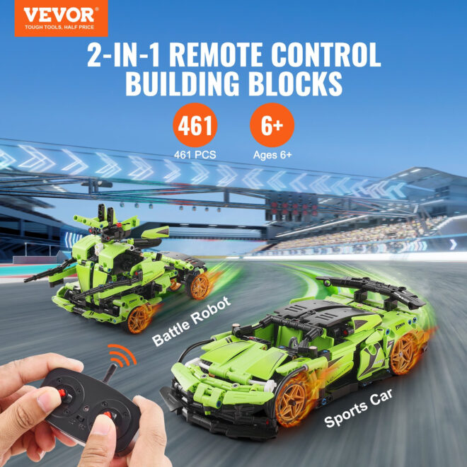 VEVOR STEM Building Toys for Kids 2 in 1 App & Remote Control Car/Robot 461 PCS - Image 2