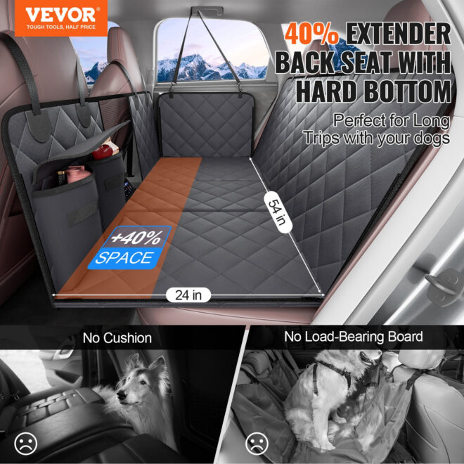 VEVOR 54 x 24 in Dog Car Seat Cover for Back Seat Waterproof 600D for Cars - Image 2