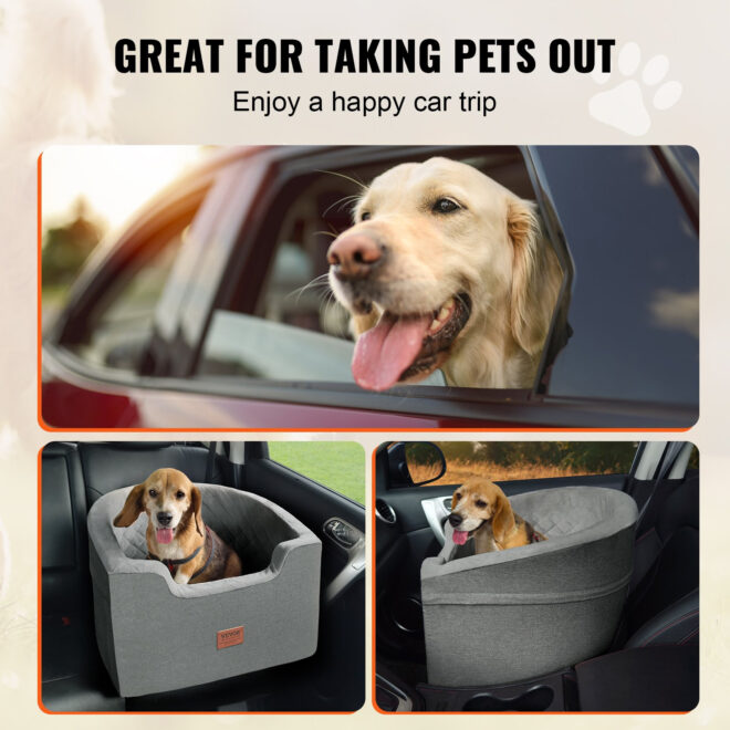 VEVOR Dog Booster Car Seat Pet Car Seat for Small Medium Dog up to 55 lbs Gray - Image 6