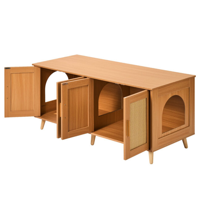VEVOR Cat Litter Box Enclosure Wooden Litter Box Furniture Hidden for 2 Cats - Image 11