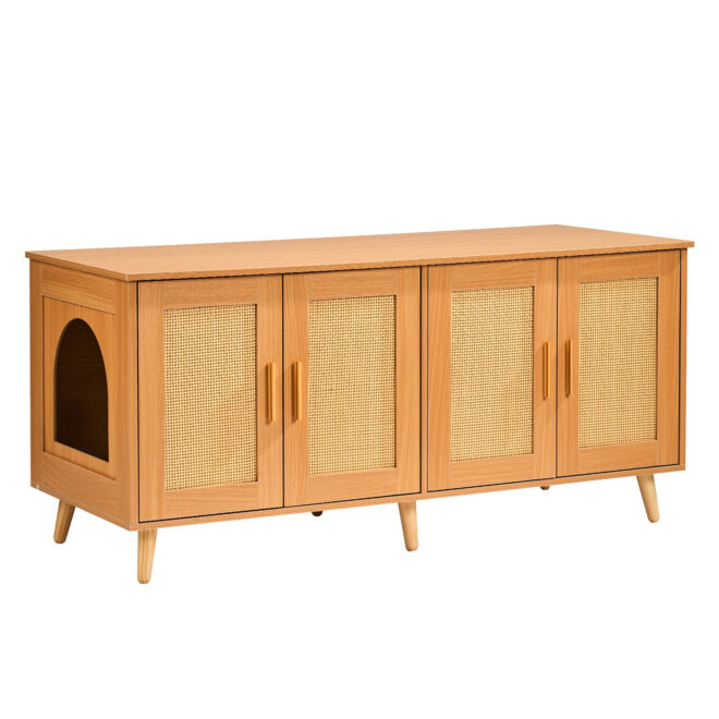VEVOR Cat Litter Box Enclosure Wooden Litter Box Furniture Hidden for 2 Cats - Image 9