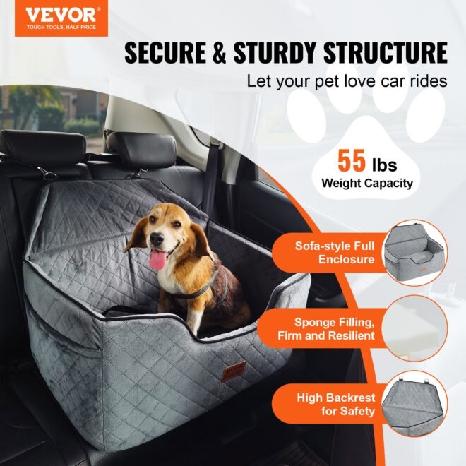 VEVOR Dog Booster Car Seat Pet Car Seat for Medium Large Dog up to 55 lbs Gray (Copy) - Image 2