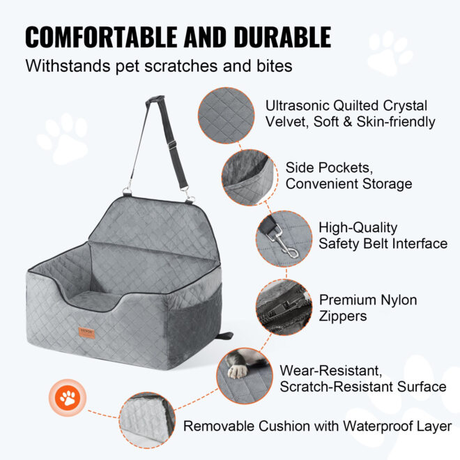 VEVOR Dog Booster Car Seat Pet Car Seat for Medium Large Dog up to 55 lbs Gray (Copy) - Image 3