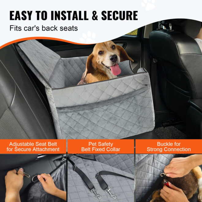 VEVOR Dog Booster Car Seat Pet Car Seat for Medium Large Dog up to 55 lbs Gray (Copy) - Image 4