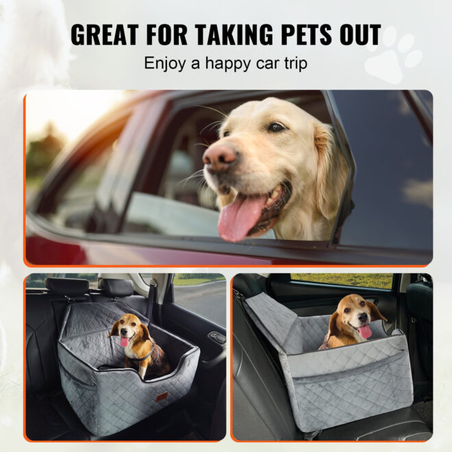 VEVOR Dog Booster Car Seat Pet Car Seat for Medium Large Dog up to 55 lbs Gray (Copy) - Image 6