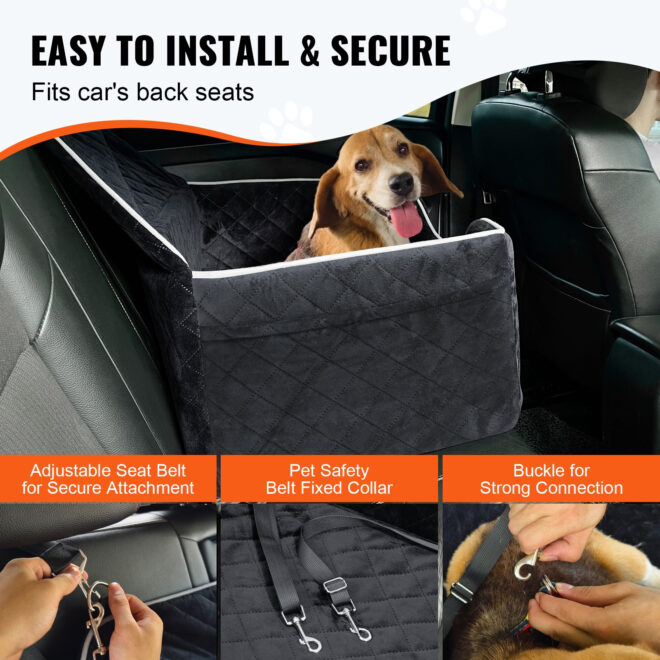 VEVOR Dog Booster Car Seat Pet Car Seat for Medium Large Dog up to 55 lbs Black - Image 4