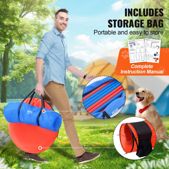 VEVOR Dog Agility Training Equipment 5 PCS Set Upgrade w/ Hurdles Extended Tunnel - Image 5