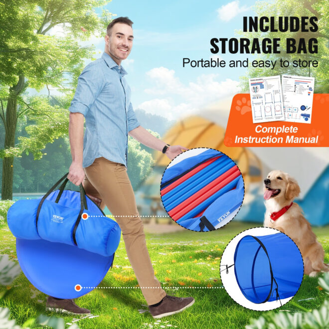 VEVOR Dog Agility Training Equipment 5 PCS Set with Hurdles Tunnel Jump Ring - Image 5