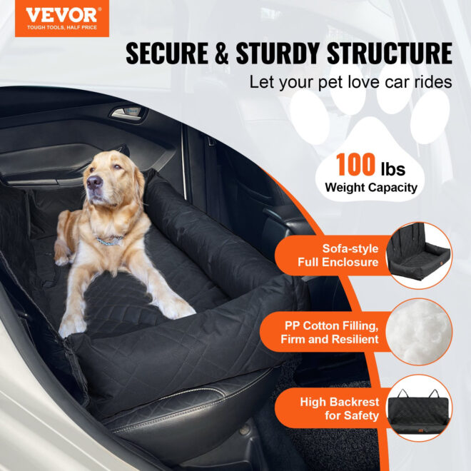 VEVOR Dog Booster Car Seat Pet Car Seat for Medium Large Dog up to 100 lbs Black - Image 2