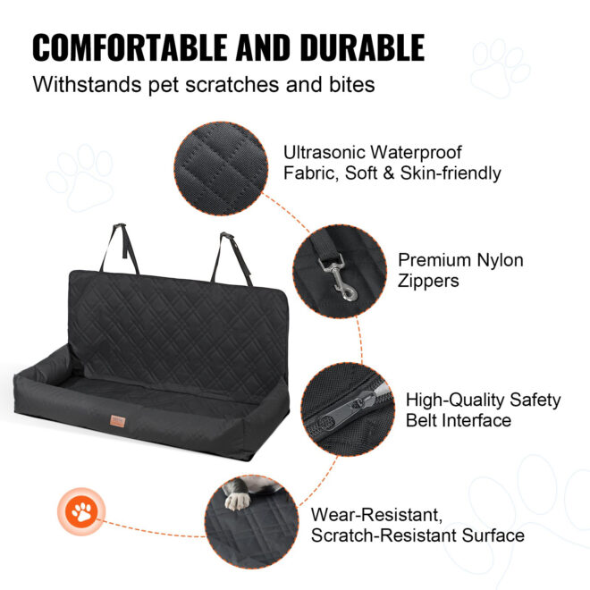 VEVOR Dog Booster Car Seat Pet Car Seat for Medium Large Dog up to 100 lbs Black - Image 3