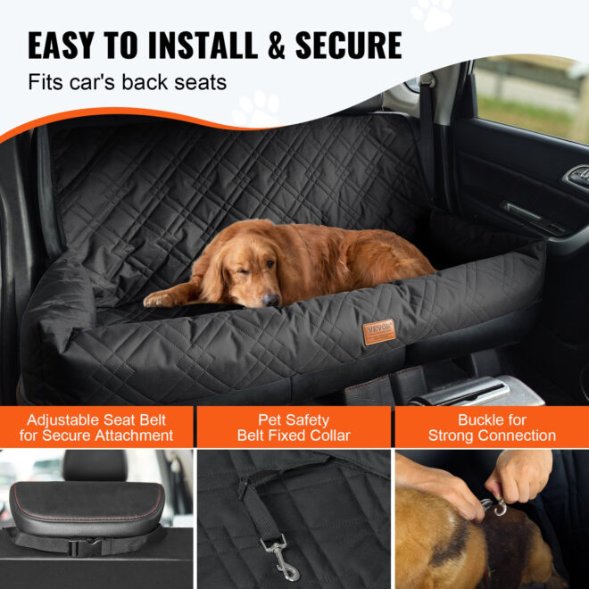 VEVOR Dog Booster Car Seat Pet Car Seat for Medium Large Dog up to 100 lbs Black - Image 4