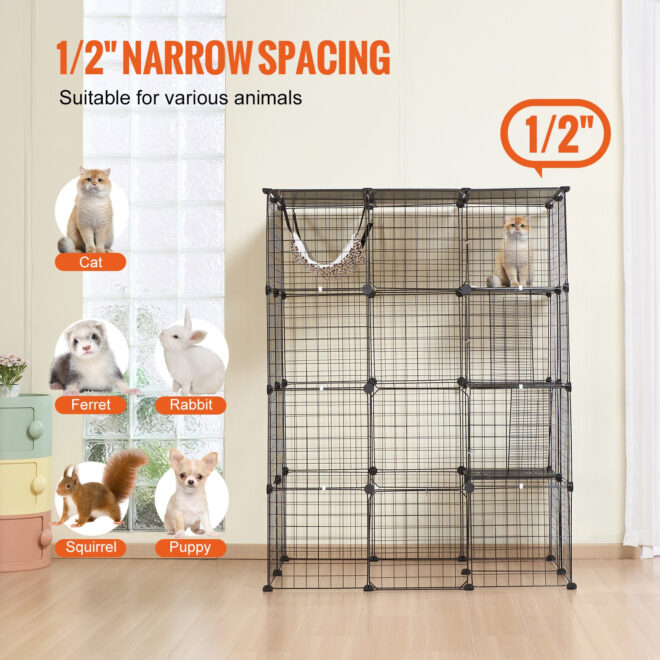 Large 4-tier Cat Cage 41 x 28 x 55" Metal Wire Cat Enclosure with Hammock - Image 6