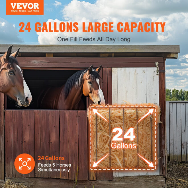 VEVOR Livestock Hay Feeder 24 Gallons Wall Mounted Goat Hay Rack for Horses - Image 2