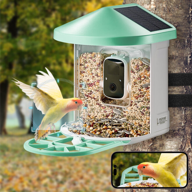 VEVOR Smart Bird Feeder with Camera 2K HD AI Identify Bird Species Solar-Powered - Image 8