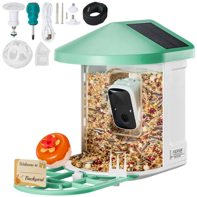 VEVOR Smart Bird Feeder with Camera 2K HD AI Identify Bird Species Solar-Powered - Image 9