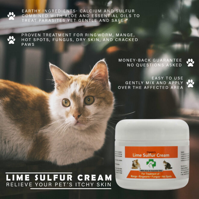 Lime Sulfur Pet Skin Cream - Pet Care and Veterinary Treatment for Itchy and Dry Skin - Safe Solution for Dog;  Cat;  Puppy;  Kitten;  Horse… - Image 3
