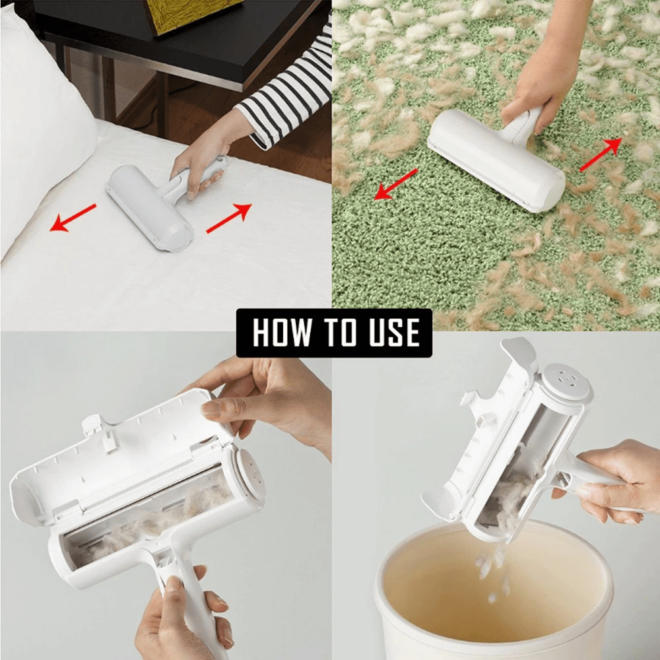 Pet Hair Roller Remover Lint Brush 2-Way Dog Cat Comb Tool Convenient Cleaning Dog Cat Fur Brush Base Home Furniture Sofa Clothe XH - Image 7