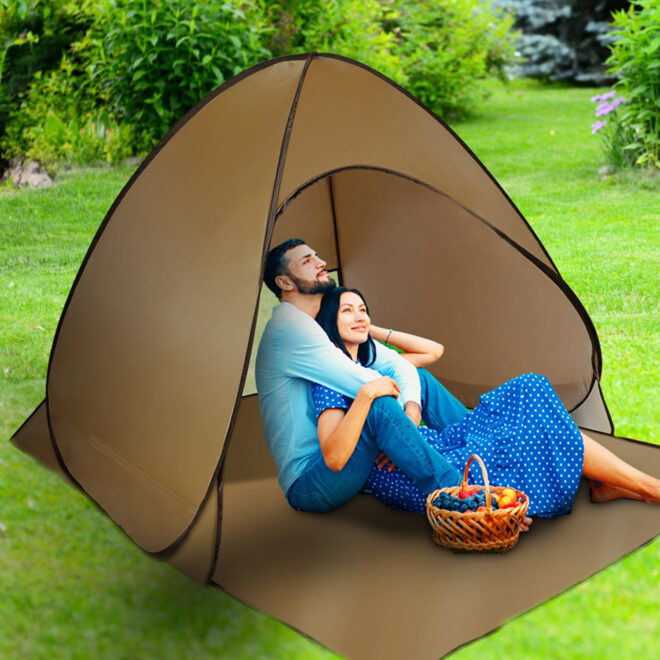Pop Up Beach Tent Sun Shade Shelter Anti-UV Automatic Waterproof Tent Canopy for 2/3 Man w/ Net Window Storage Bag - Image 8