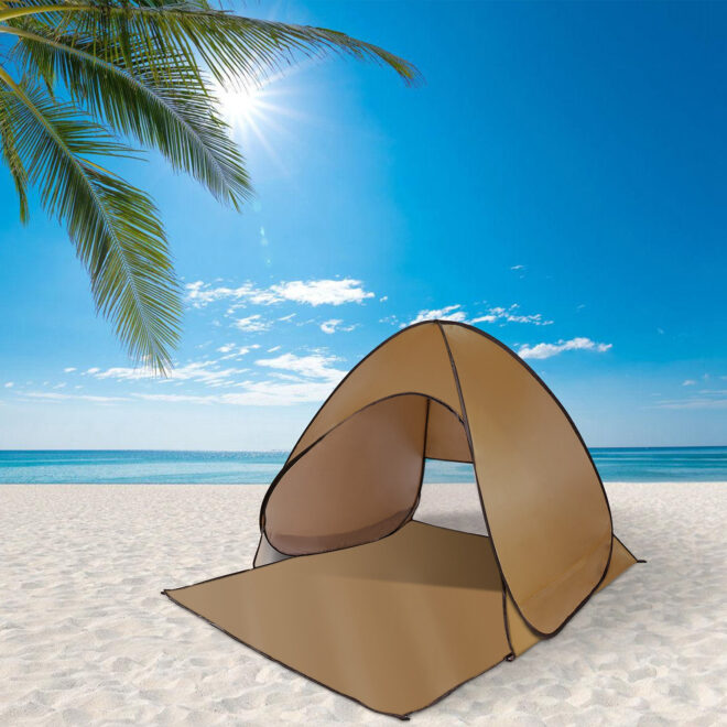 Pop Up Beach Tent Sun Shade Shelter Anti-UV Automatic Waterproof Tent Canopy for 2/3 Man w/ Net Window Storage Bag - Image 9